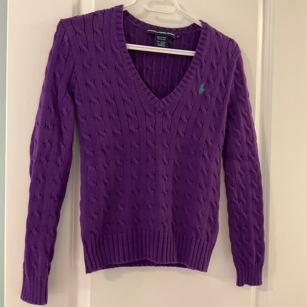 Small Ralph Lauren cable knit V-neck sweater